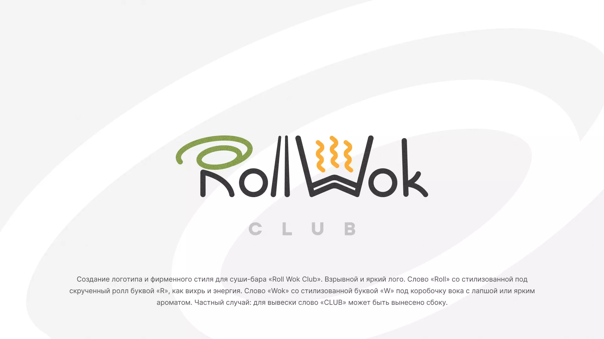 Разработка логотипа и фирменного стиля суши-бара «Roll Wok Club» в Первомайске