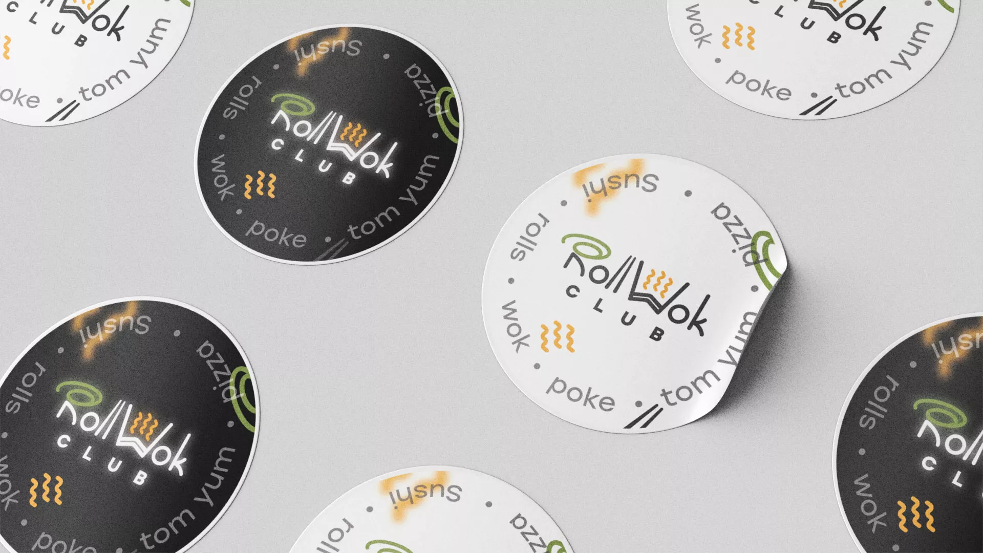 Разработка наклеек для суши-бара «Roll Wok Club» в Первомайске
